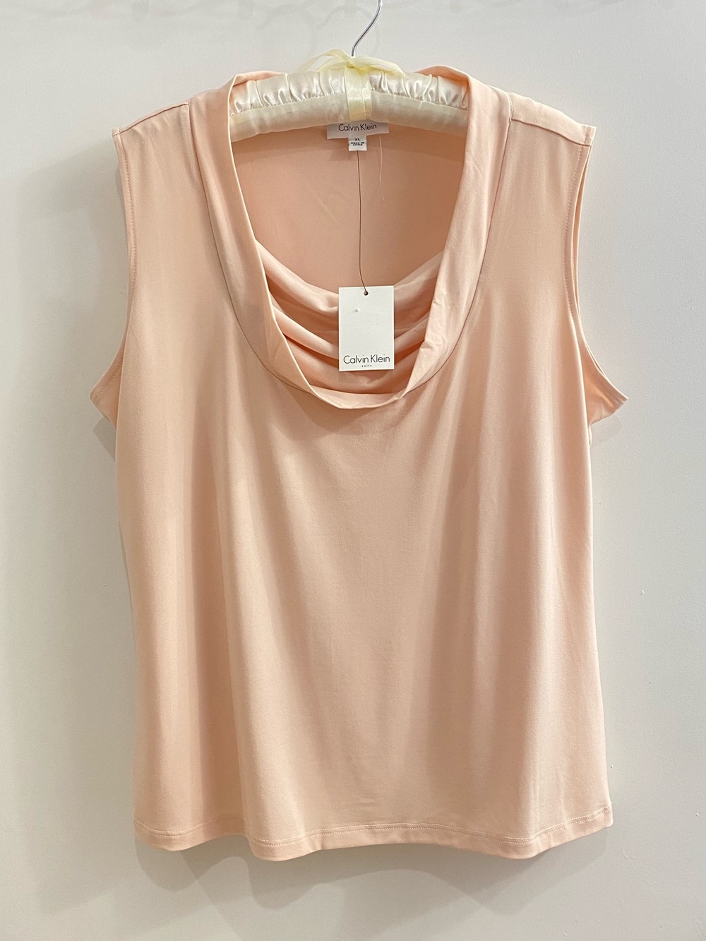Calvin Klein Blush Pink Cowl Neck Blouse Size XL